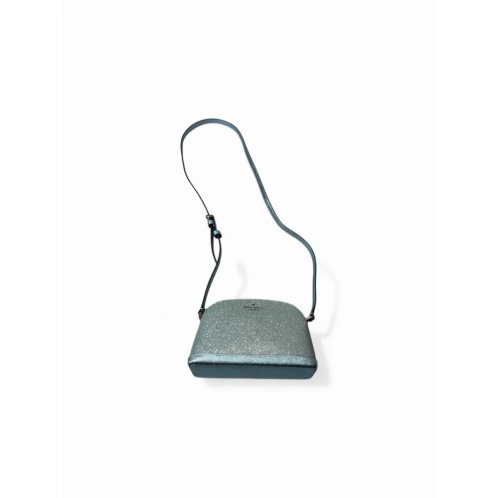 Kate Spade‎ Crossbody Bag Women Small Blue Excellent Glitter Dome Saffiano Strap
